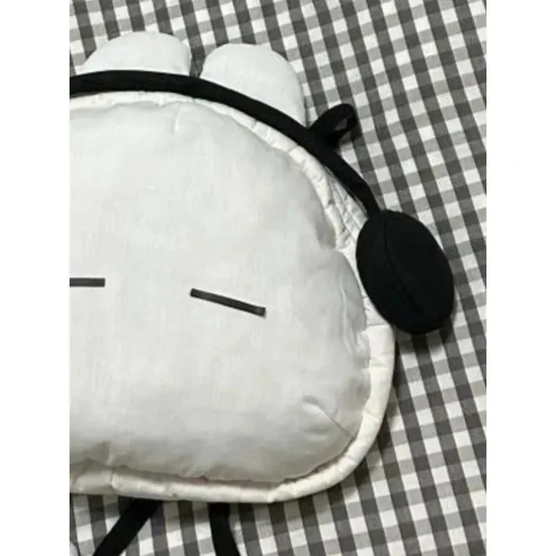 Earphone Bunny Backpack For Women  Portable Large Capacity Travel Knapsacks White Black Rabbit Head Shape Schoolbag Kids Gifts