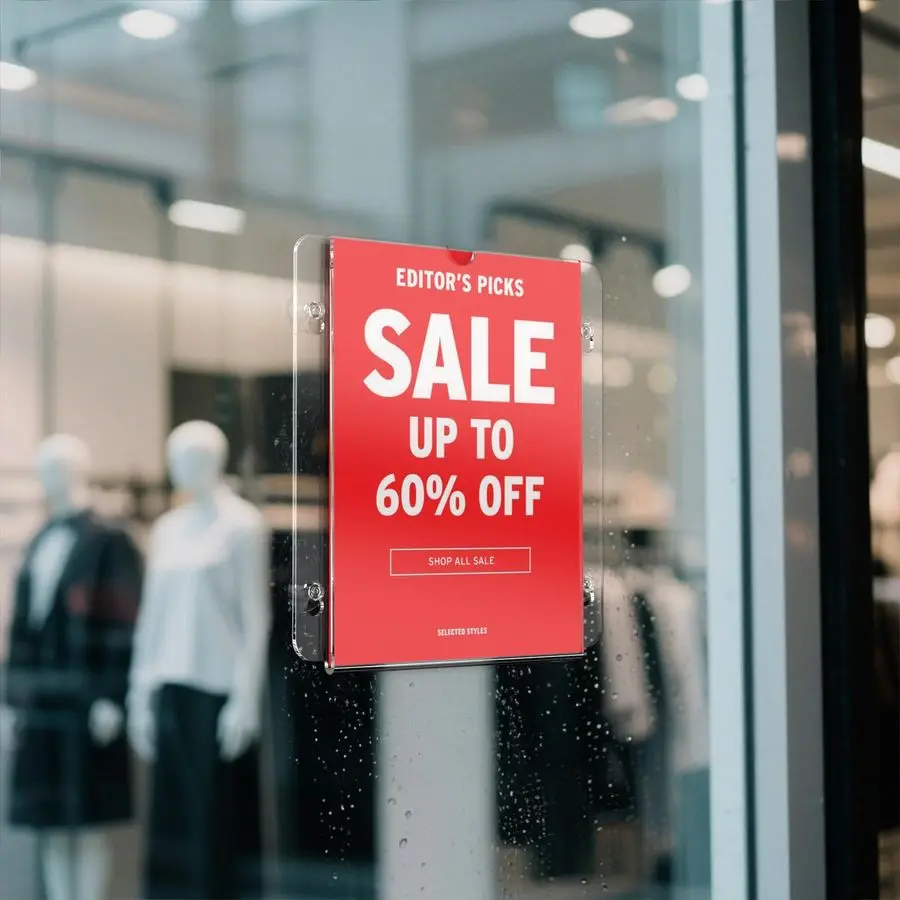 Support de panneau de fenêtre en acrylique, support de panneau de porte en verre avec 4 ventouses, support de fenêtre de 8.5x11 pouces pour afficher des dépliants, des notiques, du Doc