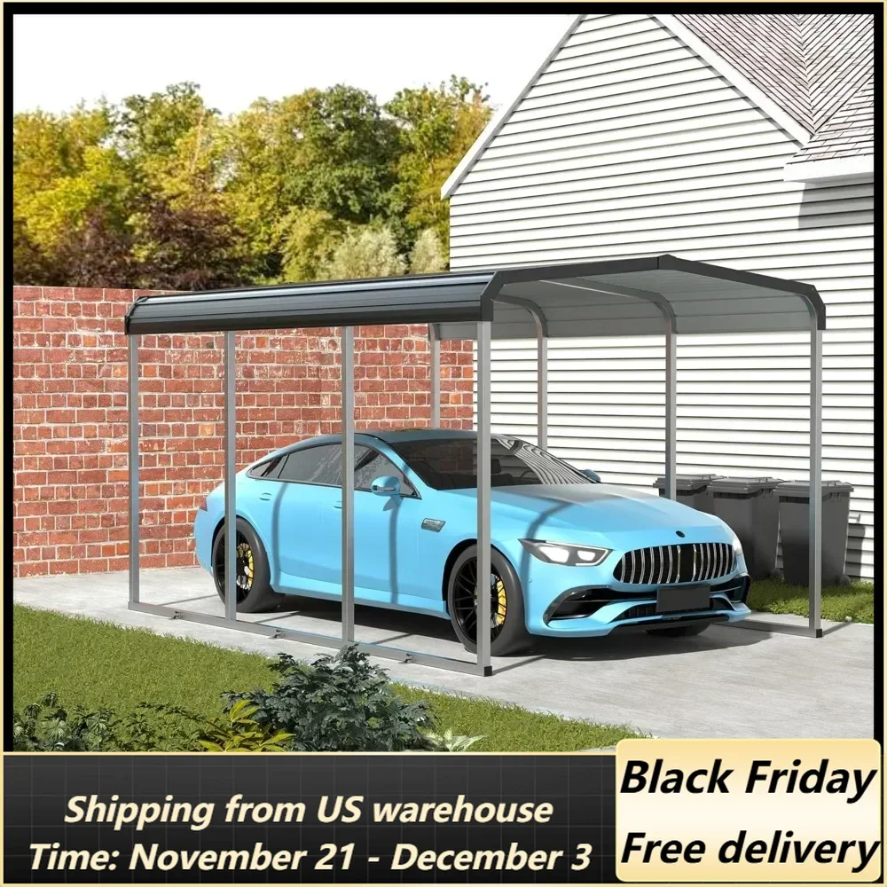 10x15 FT Heavy Duty Metal Carport with Galvanized Steel Roof and Metal Carport Kits, Outdoor Carport Canopy Enhanced Base