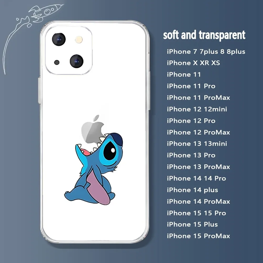 Disney Angry Stitch-s Phone Case For Iphone 15 11 13 14 Pro Max 7 8 Plus X Xr Xs Max Se2020 12mini Transparent Cover