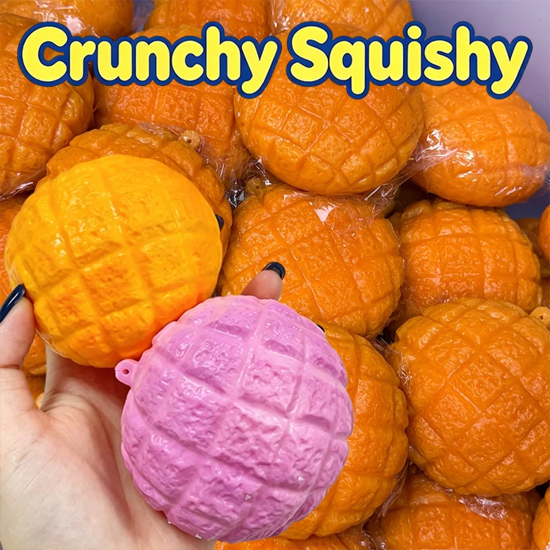 Pineapple Bun Crunchy Squishy Handmade Squeeze Toy Round Blocks Filled Stress Relief Fidget Toy Decompression Gifts for Adult
