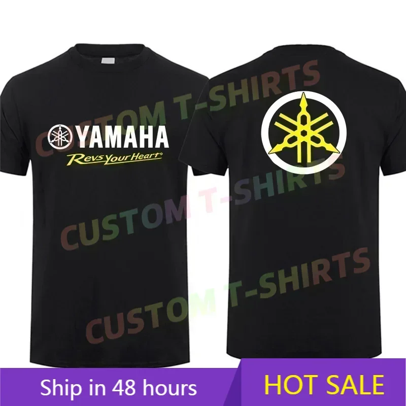 

2025 Men T Shirt Casual Yamahas Revs Your Heart T-shirt Summer Sports Tops Short Sleeves 100% Cotton Streetwear S-3XL Cool Tee