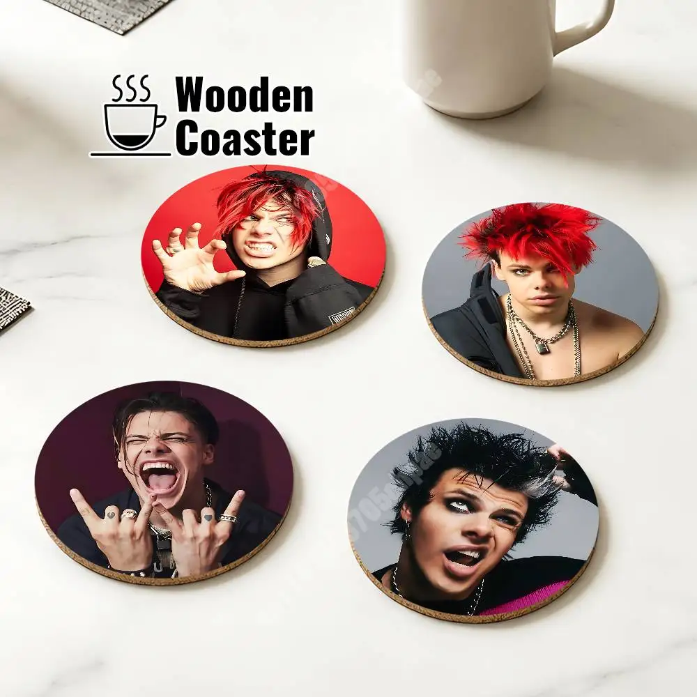 Singer Y-Yungblud 21st Century Liability Wooden Cup Mat Cappuccino Vodka Juice Water Coaster for Flower Shop