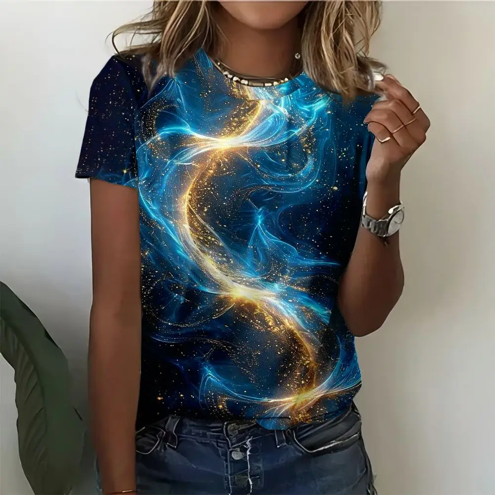 Starry Sky T-Shirts Abstract Pattern 3D Print Women Men Round Neck Short Sleeve T Shirt Tees Harajuku Y2K Tops Unisex Clothing