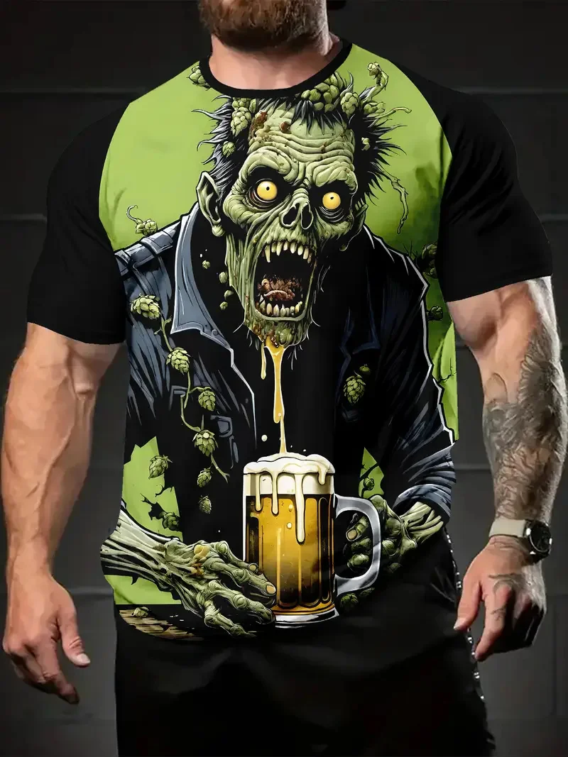 

Halloween Theme Skull Garphic Men's T-Shirts Creative Cool Round Neck Short Sleeve Tops Loose Casual Personality Design Clothing