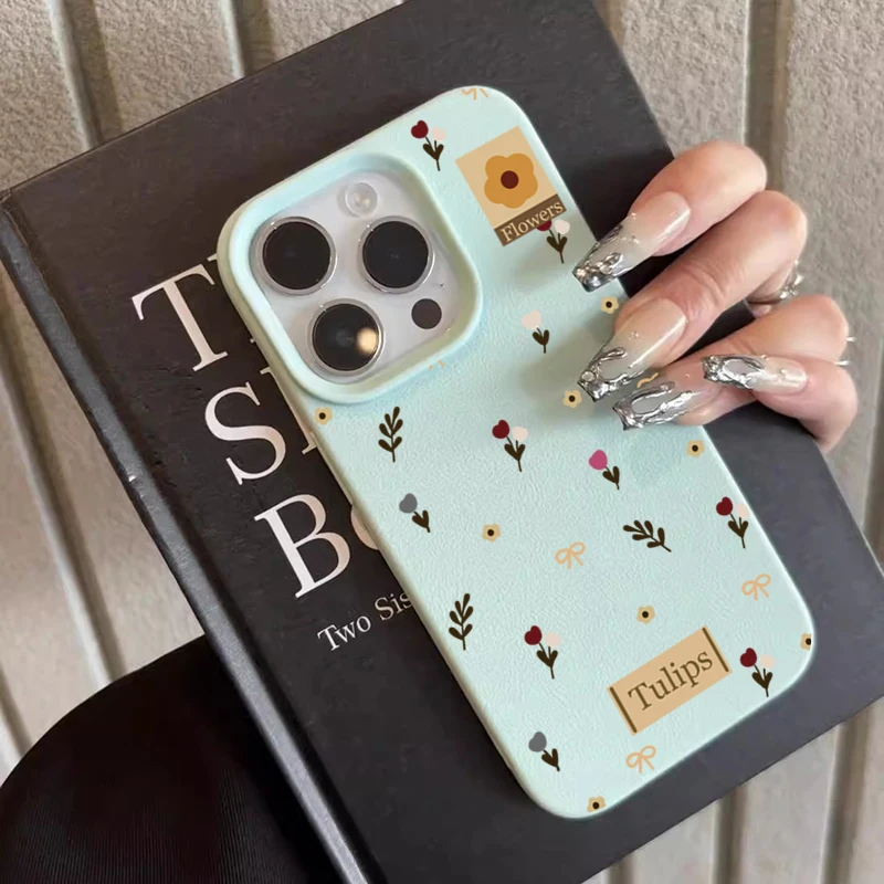 

Retro Floral Label Lichee Pattern 14 13 12 11 Pro Max 16 15 Plus Case For iPhone 16 15 Silicone Cover For iPhone XS X XR Funda