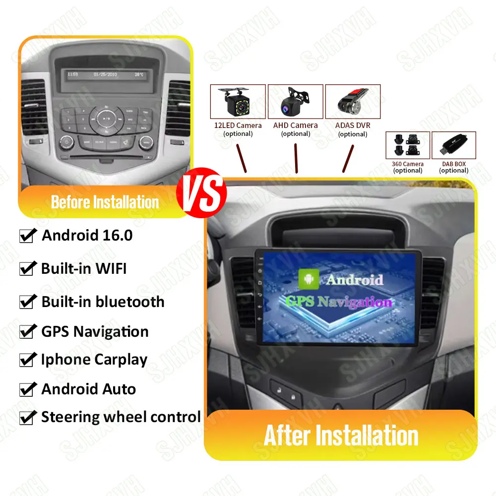 

8 Core Car android 16 multimedia For Chevrolet Cruze 2008-2012 Radio Video Player Autoraido Carplay 4G GPS 2 din dvd