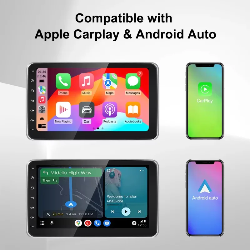 Universal 10.1 Inch Rotatable Angle Android System Car Navigation Bluetooth USB Wireless Carplay Android Auto All in One Player