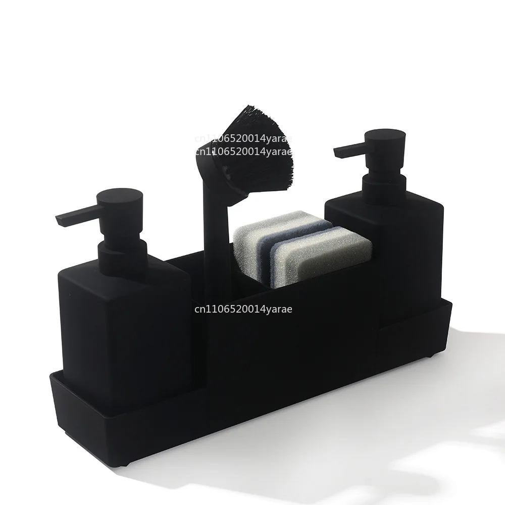 

Дозатор кухонного мыла с подставкой для губок и щеткой для мытья посуды Отдельные бутылки для жидкости для мытья рук с лотком для хранения