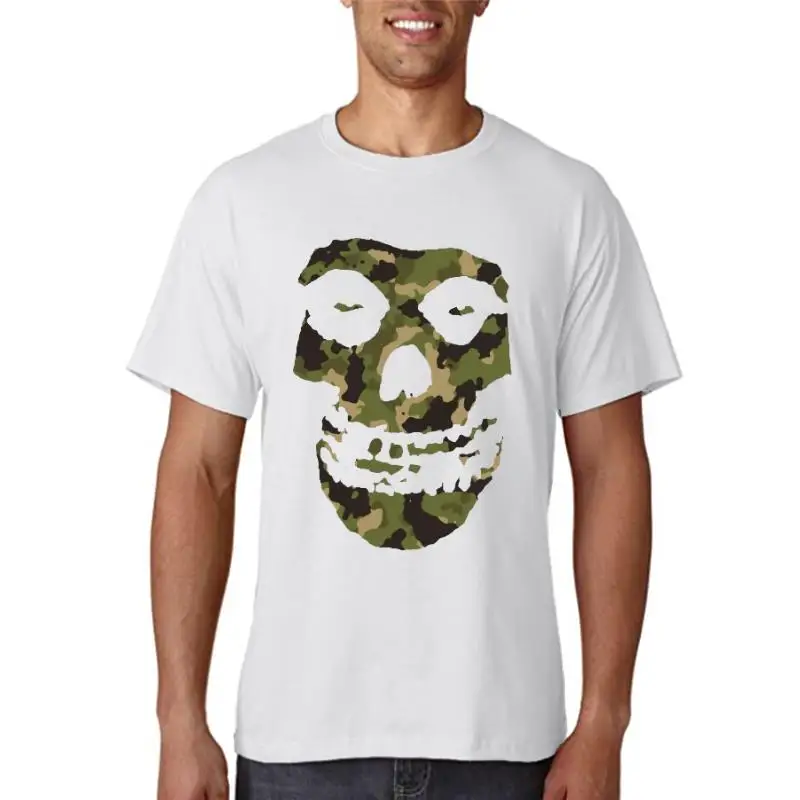 Misfits-Camiseta de algodón con estampado de calavera para hombre, camisa masculina de verano con estampado de calavera de camuflaje, Venta barata