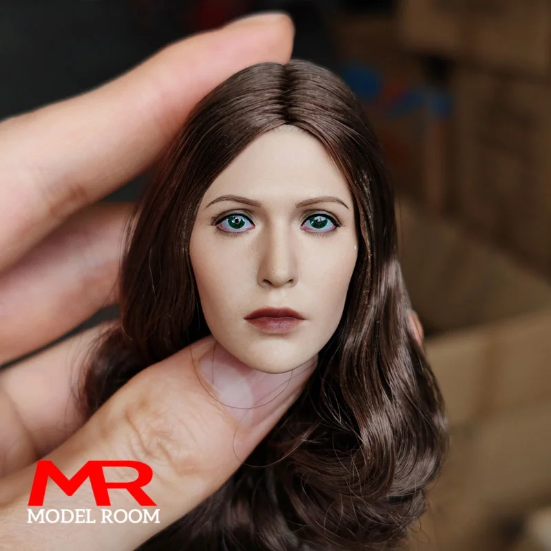 

1/6 Scale Elizabeth Olsen Head Sculpt Carving Model Fit 12'' Female Soldier Action Figure Body Dolls