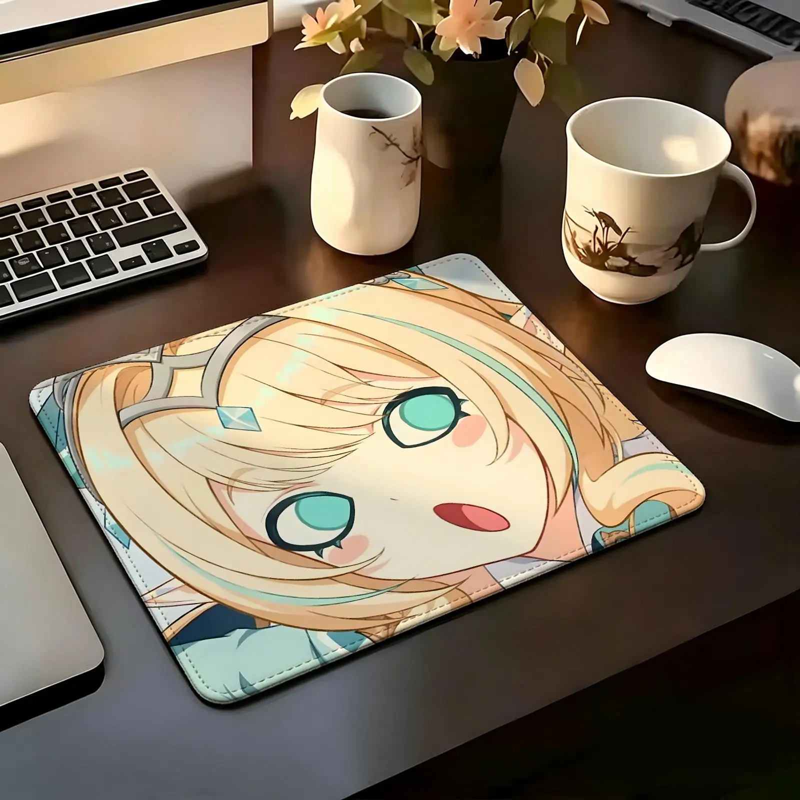 Mouse Pad Compact Gaming Mat Reinforced Stitched Border, Genshin Impact Vesna S/M/L Portable Laptop Desk Pad Office & E‑sports