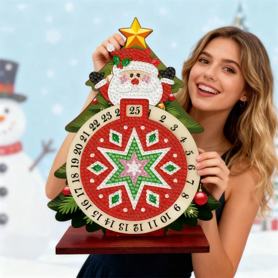 

2026 New style Pine Tree Santa Claus Diamond Painting Tabletop Ornaments Desktop Art Kits DIY Diamond Art Tabletop Decorations