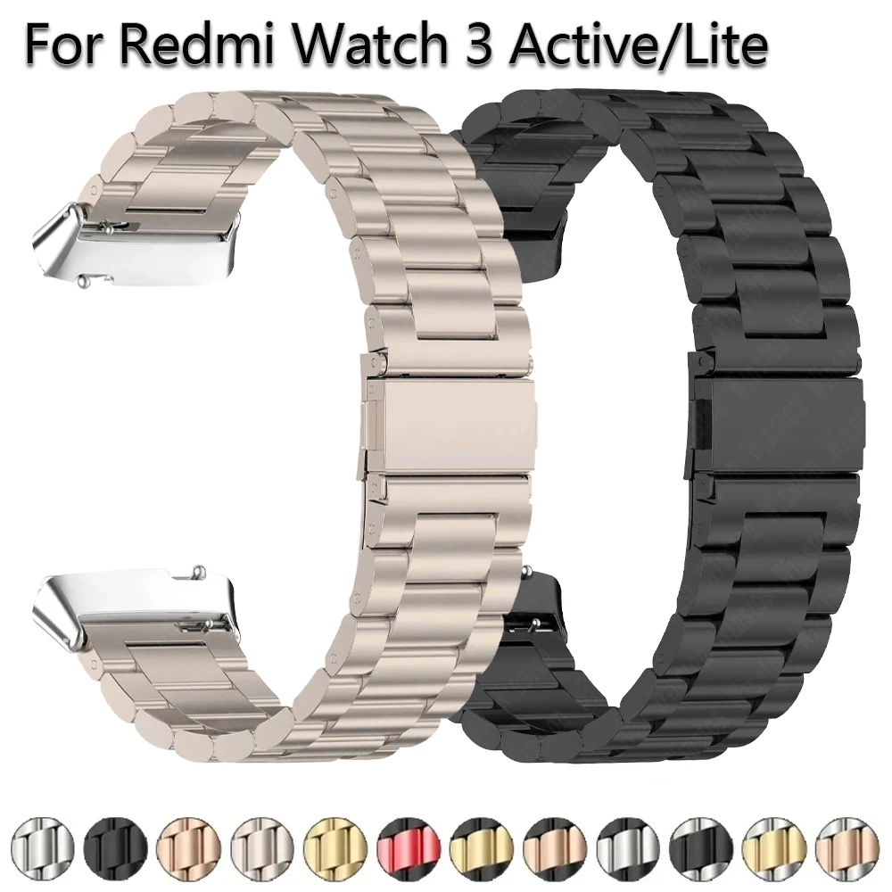 No Gaps Metal Strap for Redmi Watch 3 Active Stainless Steel Strap Wristband for Xiaomi Redmi Watch 3 Lite Bracelet Watchband