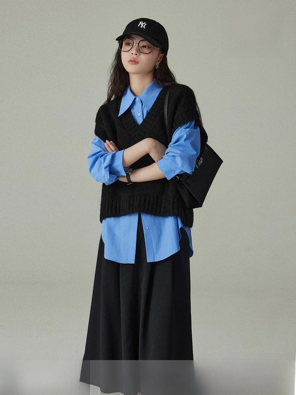 

Blue Qui Dry Long Sve irt Women's Commute Loose Fit Airy Wrinkle Profional Sle Cleanfit Breathable V-ne Button-up