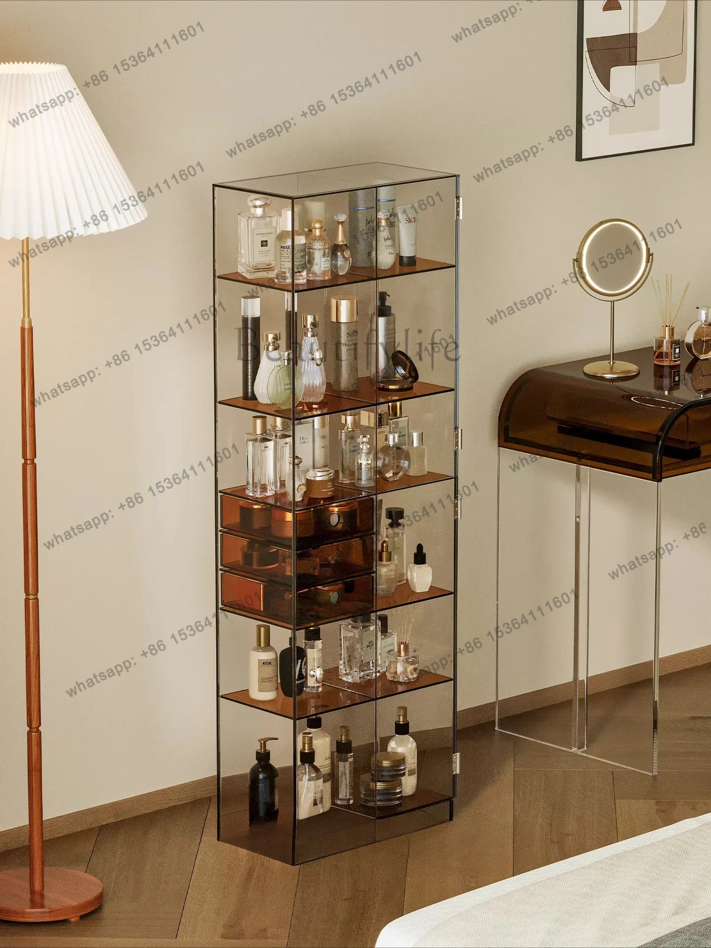 

Acrylic Shelf Transparent Storage Display Shelf Dresser Light Luxury Shelf