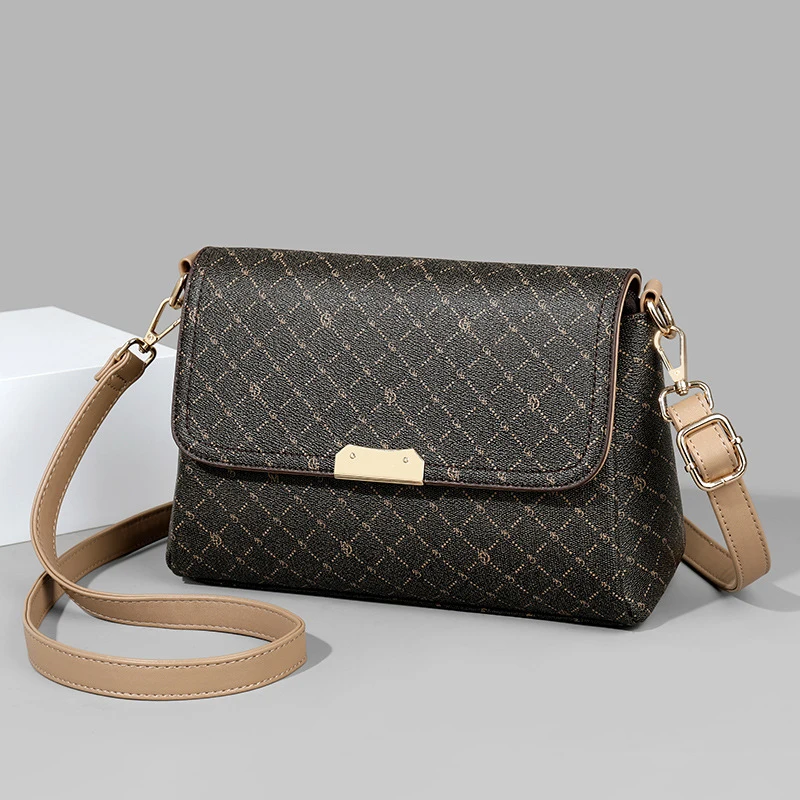 

New niche vintage-style trendy women's bag, large-capacity commuter shoulder and crossbody bag, small square underarm bag