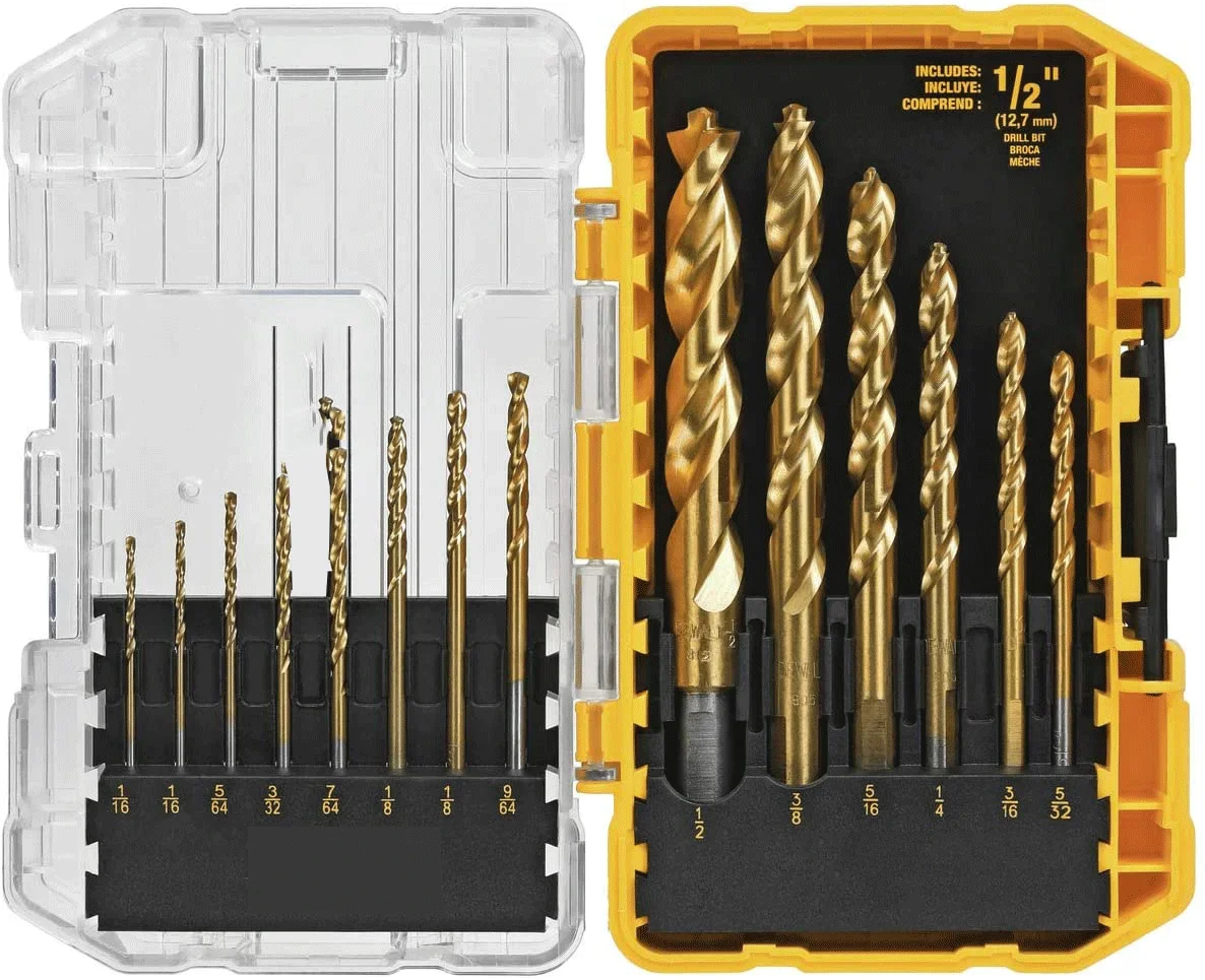 Drill Bit Set Titanium 21pcs Yellow Original Twist Set Woodworking Metal HSS High Speed Steel Drill Bits Tools Attachments