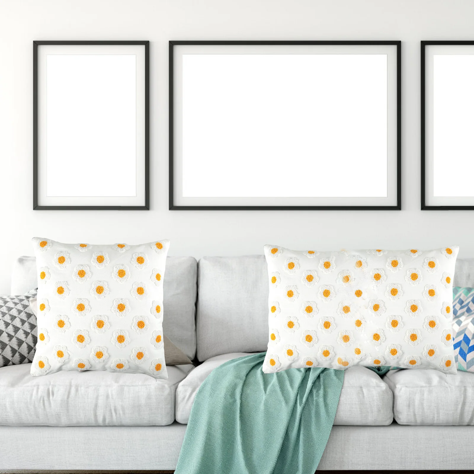 

2Pcs Flower Throw Pillow Covers Decorative Daisy Cushion Cover Soft Comfortable Pillow Cushion Cases Small Daisy Cushion Covers