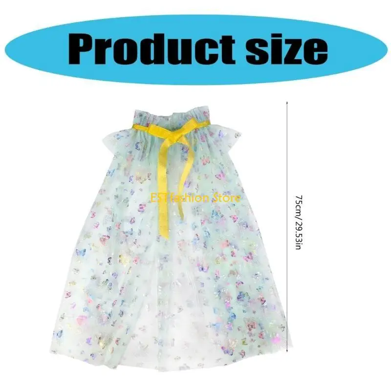 Y5GC Halloween Costume Princess Butterfly Printing Girls Dress
