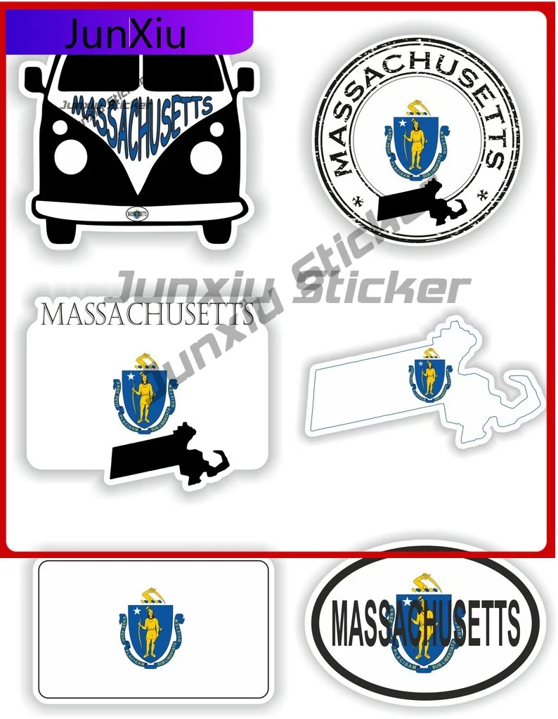 

Massachusetts Flag United States Vinyl Stickers Travel Vacation Decals Exterior Accessories Suv Window Screen Camping Car Advebt