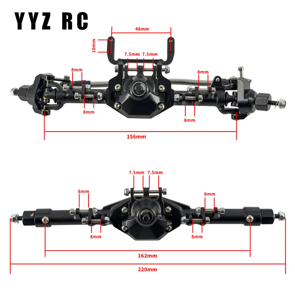 Metallic Front Rear Straight Complete Axle For  Axial Scx10 ii 2 Upgrades Parts  1/10 90046 90047 Axle Crawler RC CAR Accessorie