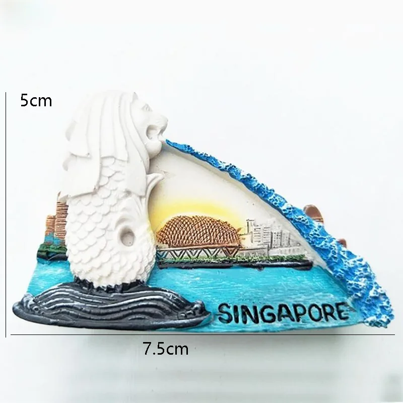 Singapore-Hand-Painted 3D Souvenirs Fridge Magnets Merlion Park Magnets World Travel Souvenirs Refrigerator Magnetic Sticker Hot