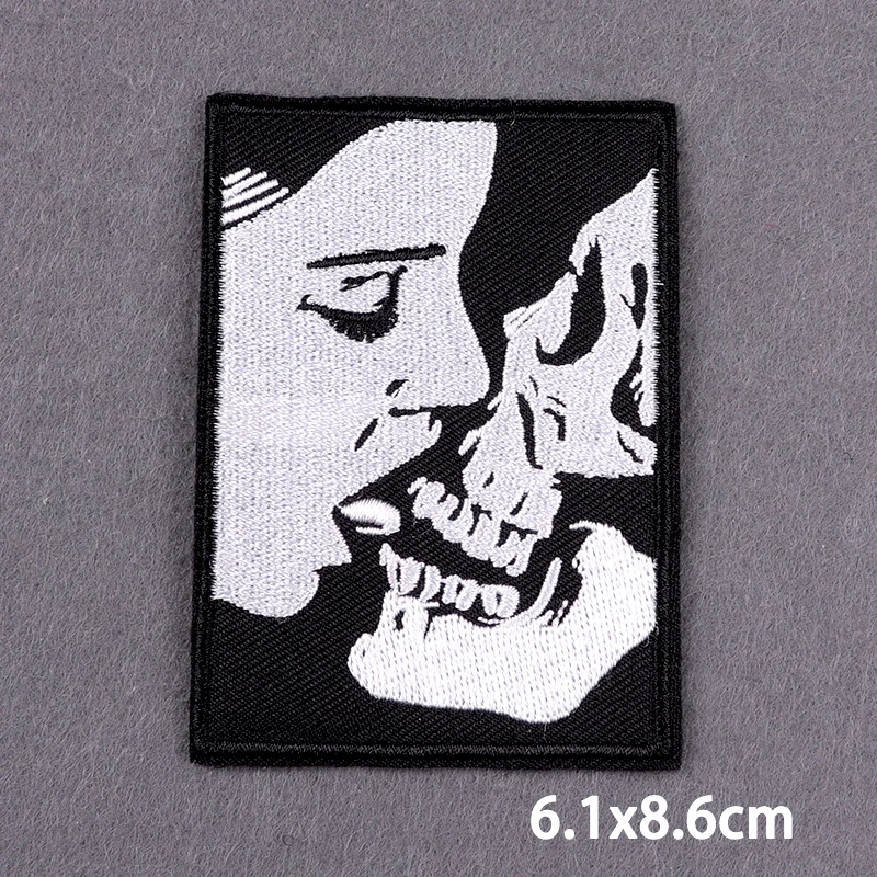 The Death Stickerei Eisen auf Patches für Kleidung DIY Applikation Patches auf Kleidung Schädel Abzeichen auf Rucksack Jakcet