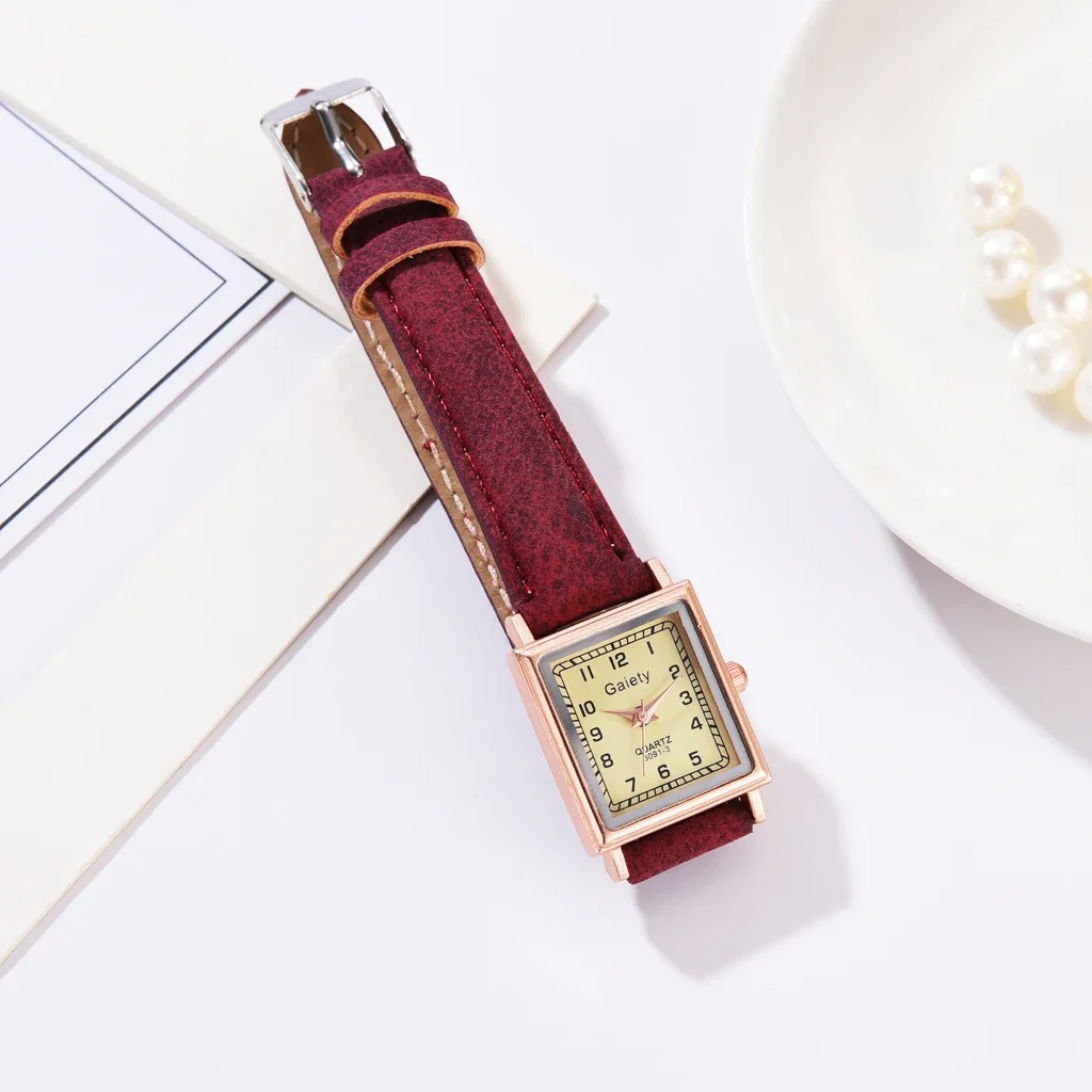 Luxury Square Vintage Ladies Watches Leather Belt Female Dress Quartz Clock Casual Bracelet Women Wrist Watch Reloj Mujer Montre