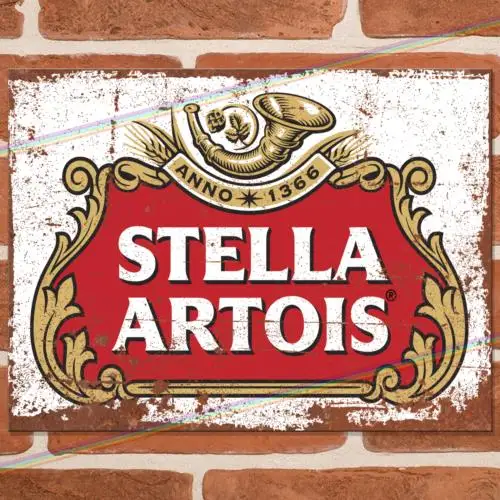 Letrero Metálico STELLA ARTOIS para Cuarto de Hombre, Garaje, Bar, Pub, Cerveza Lager, Letrero Retro de Aluminio