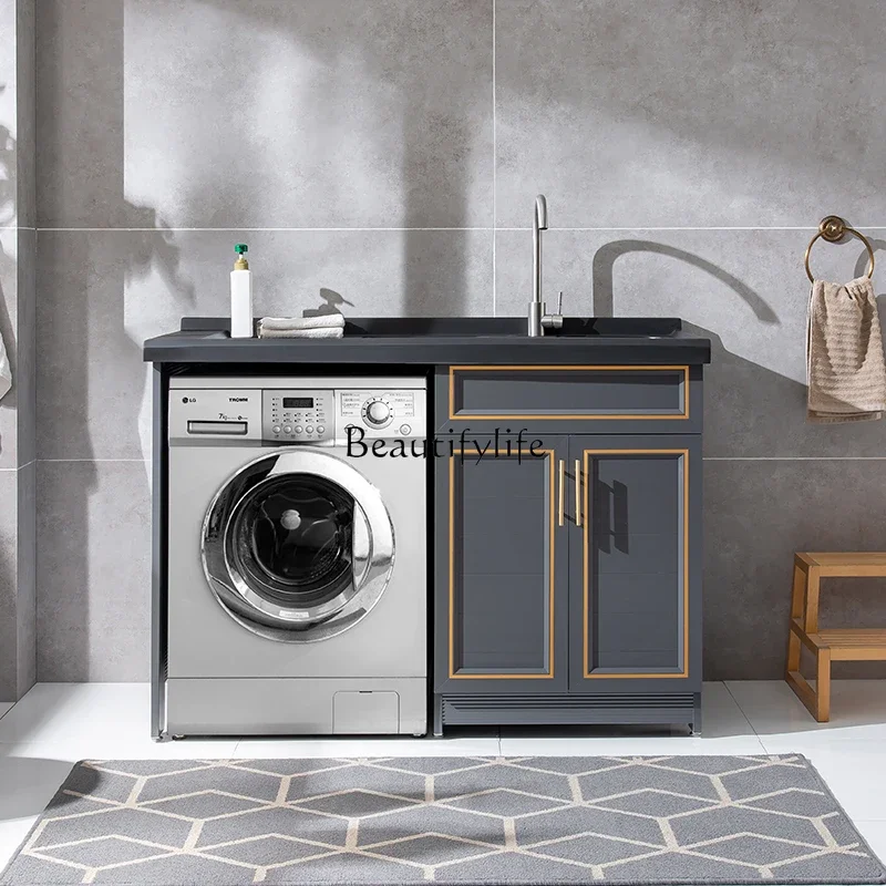 

yj9 Alumimum Balcony Washing Machine Integrated Cabinet Wash Wardrobe Partner Basin Cabinet with Washboard