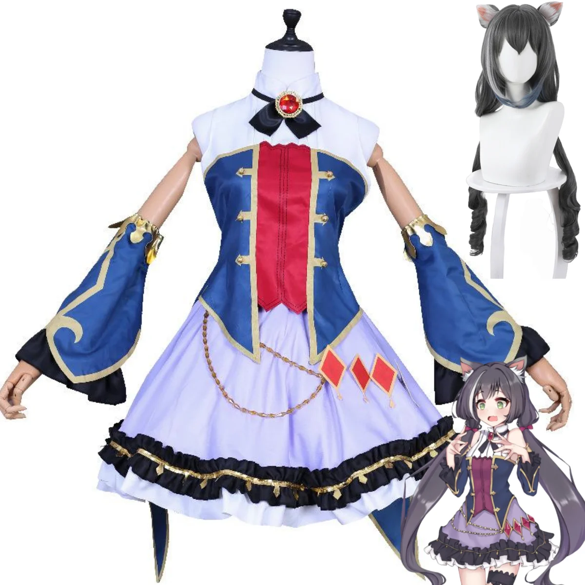 

Anime Game Princess Connect! Re:Dive Momochi Kiruya Karyl Cosplay Costume Wig Lolita Skirt Uniform Adult Woman Sexy Kawaii Suit