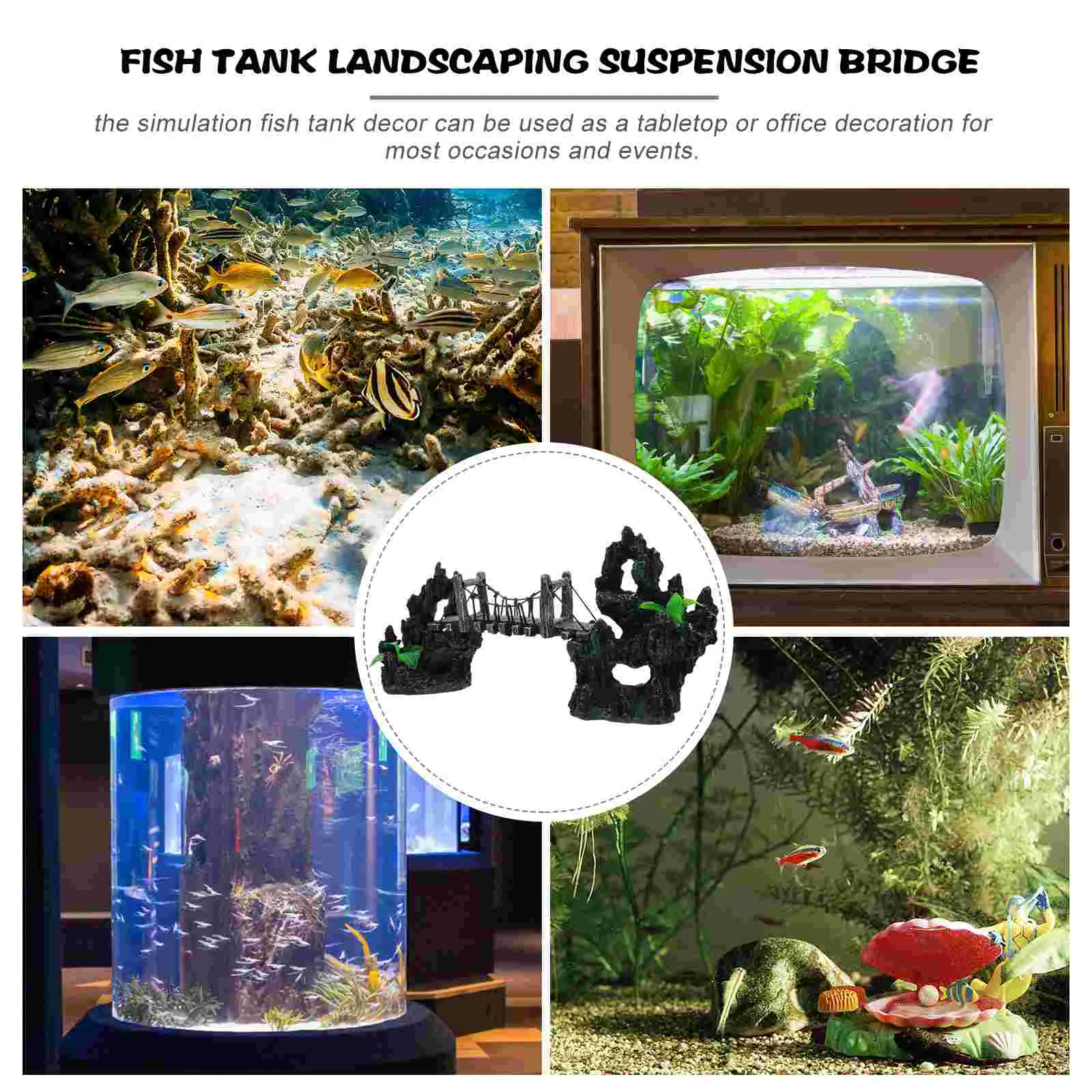 Aquarium Tank Bridge Decor Decorations Mountains Decoration Arch Landscaping Betta Ornament Adornment Hideout Drawbridge Shelter