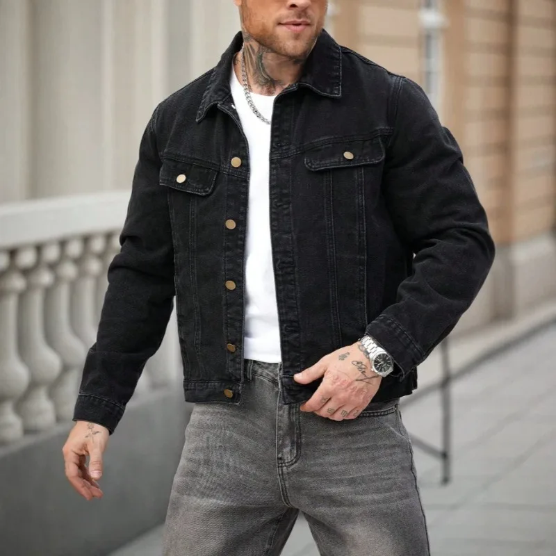 2026 Men's Denim Jacket Trendy High Street Handsome Trendy Men's Tooling Jacket