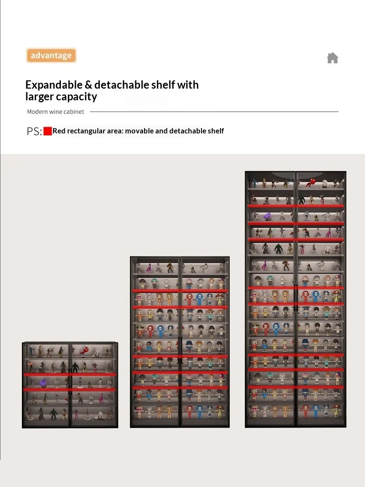 

Luxury display rack, toy and figurine display cabinet, wall-mounted storage box, dustproof glass display cabinet, custom-made.