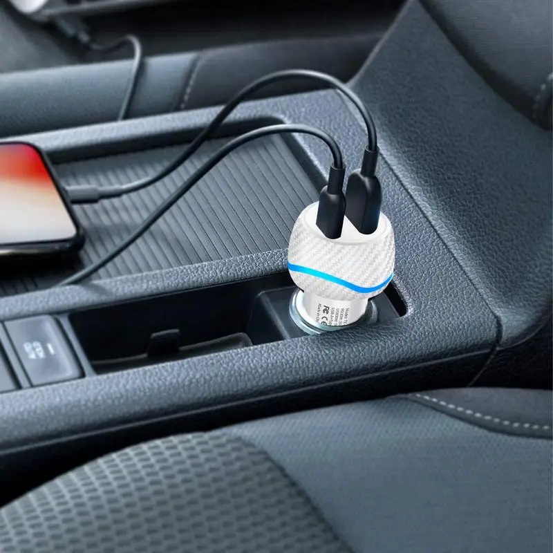 Cell Phone Automobile Chargers Automobile Phone Charger 60W With Two Charging Ports Automobile Charger Plug For Driving Recorder