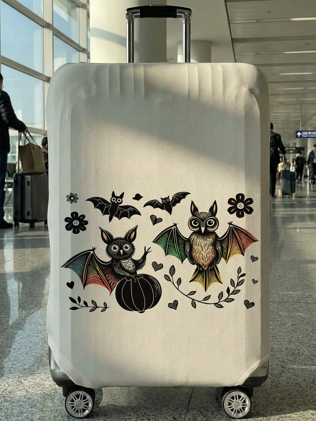 

Halloween Owl Bat Print Luggage Cover, Suitable for 18-32 Inch Luggage Cover, Luggage Handle Glove, Travel Accessories