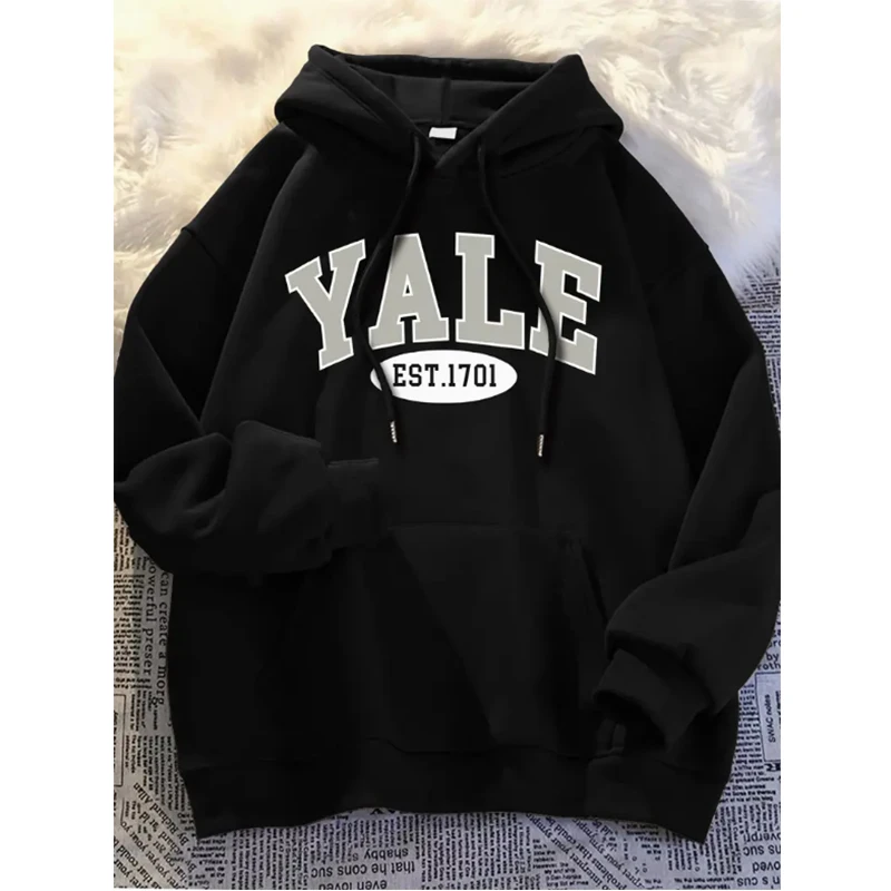 Yale University Sudadera con capucha estampada de manga larga unisex Sudadera informal Jersey Sudadera Ropa deportiva para adultos Clásico Simple de moda