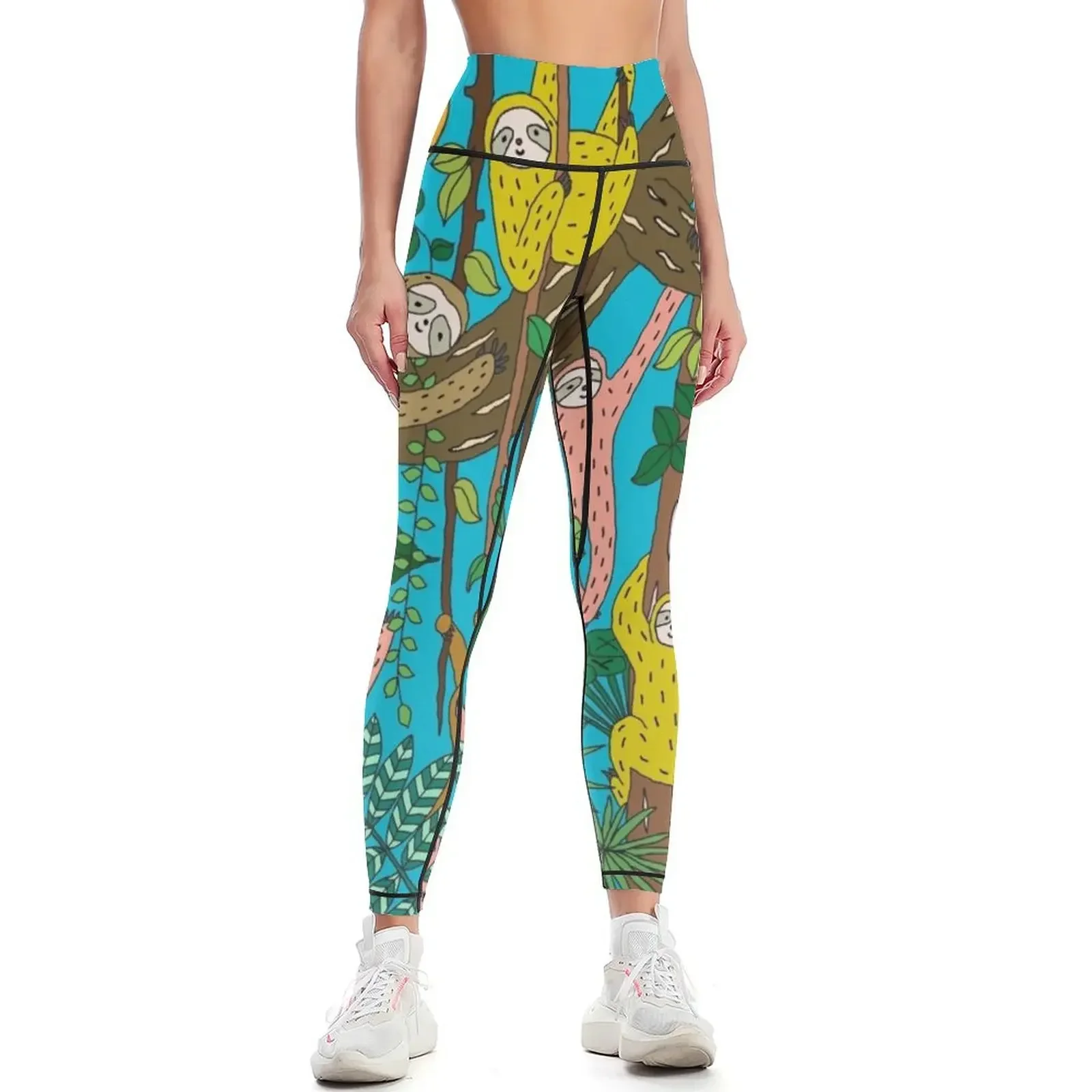 

Happy Sloths Jungle Leggings Jogger pants push up tights for sports for gym Female legging pants Womens Leggings