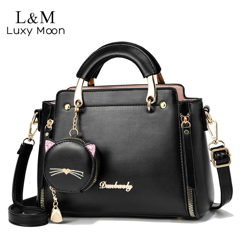 

Luxy Moon Women Leather Handbag Fashion Cute Cat PU Tote Girls Sweet Shoulder Crossbody Messenger Top Handle Bags Female XA813H