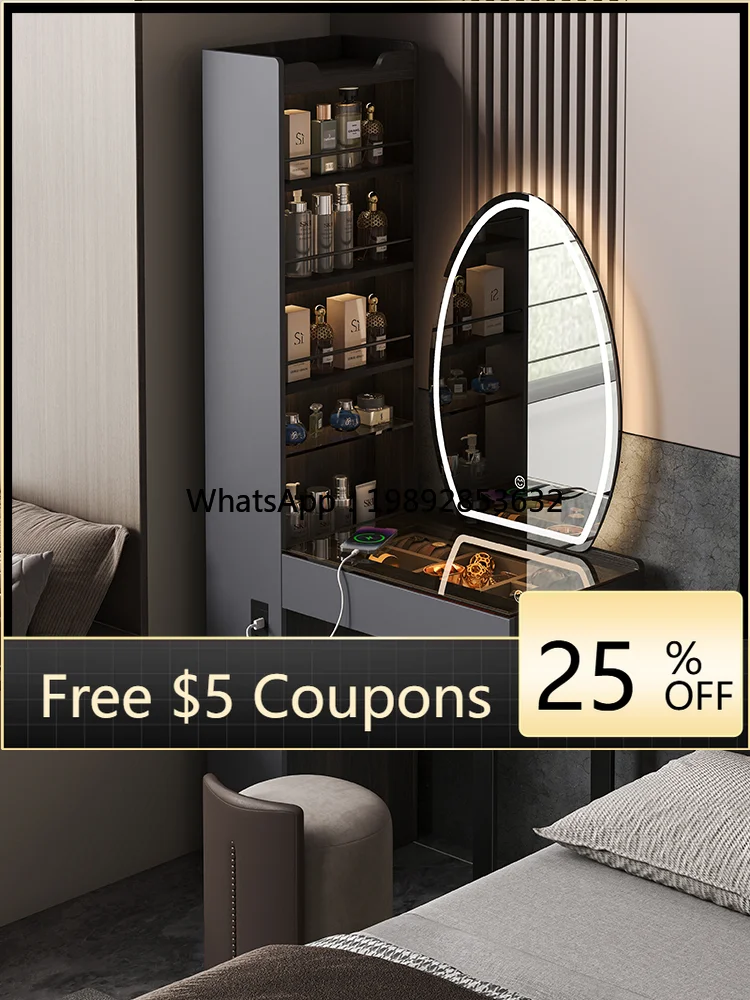 

YFY Italian Minimalist Corner Dressing Table Large Capacity Storage Cabinet Against The Wall Small Apartment Bedroom