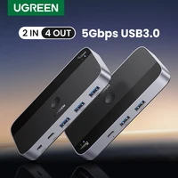 UGREEN-conmutador KVM USB 3,0 para PC, teclado, ratón, impresora, 2 piezas, compartir 4 dispositivos