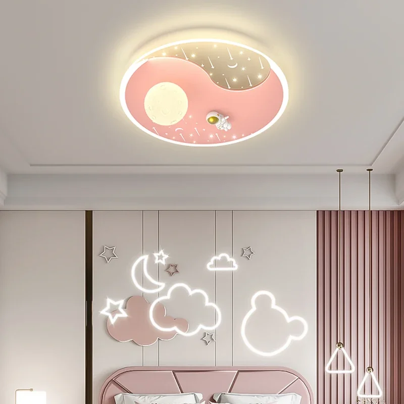 

New Nordic Children's Room Led Ceiling Lights Creative Cartoon Astronaut Spaceman Planet Bedroom Boys Girls Room Ceiling Lamps