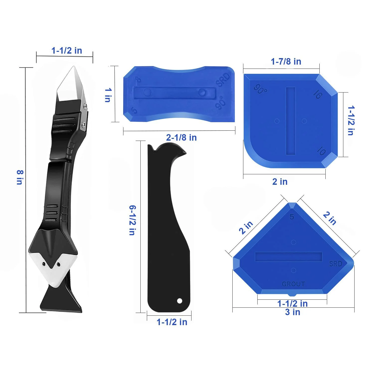 3 in 1 9pcs Silicone Remover Sealant Smooth Scraper Caulk Finisher Grout Kit Tools Floor Mould Removal Hand Tools Set