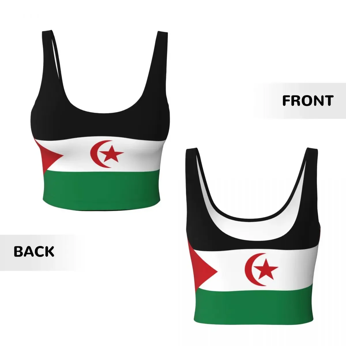 Базовые топы с флагом Западной Сахары, женские сексуальные спортивные топы для йоги и фитнеса Samba с v-образным вырезом