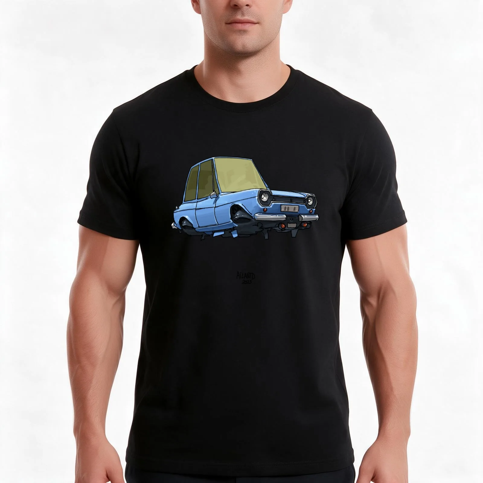 Flying car retro series - Fordetto Scort 200 T-Shirt Summer Casual Cotton Tee Oversized Streetwear Tops Vintage Graphic Print