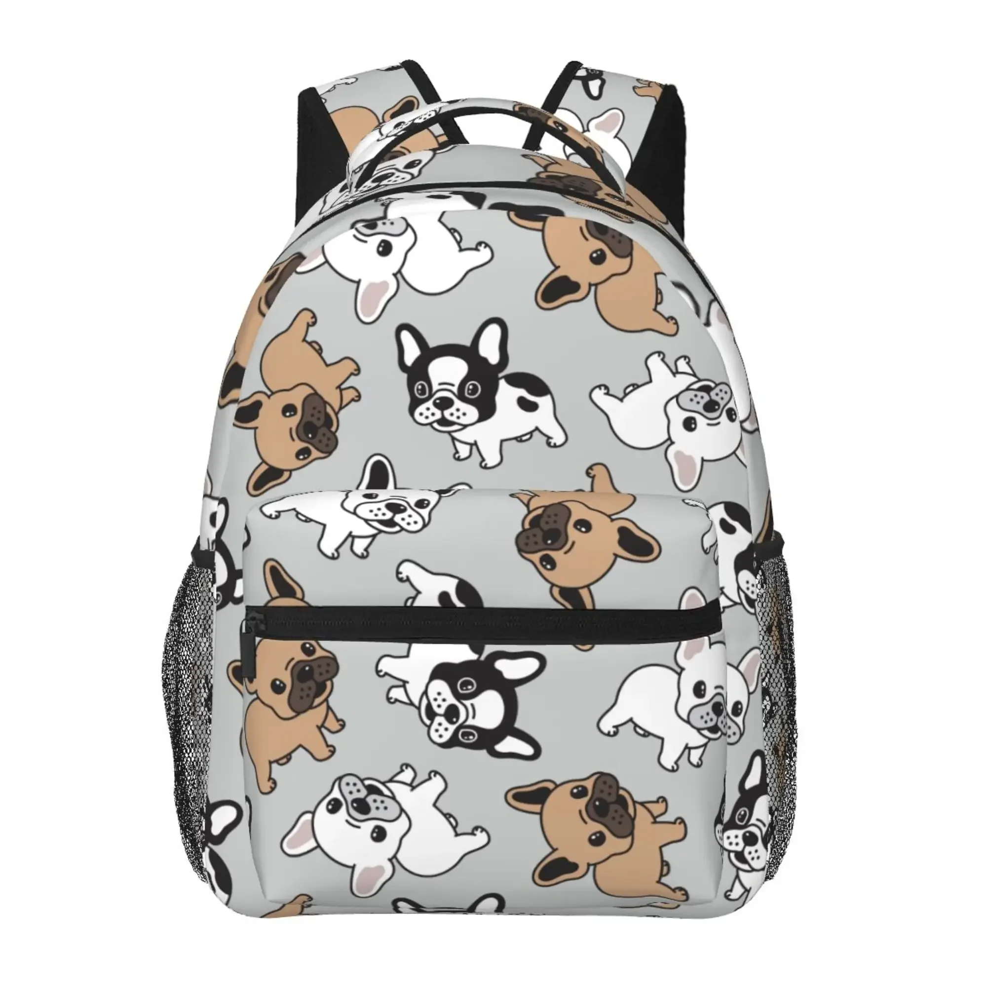 귀여운 프랑스 불독 개 읽기 책 패턴 학교 가방 패션 여행 배낭 소년 소녀 학교 학생 맞춤형 노트북 가방