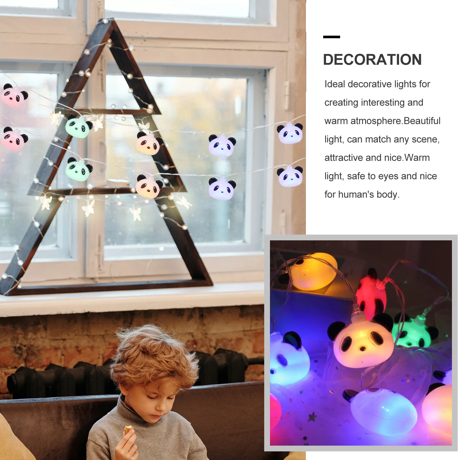 1Set Panda String Light LED Decorative Plastic LED Lamp Beads for Home Room Wedding Party Bedroom Holiday Lighting Ornament