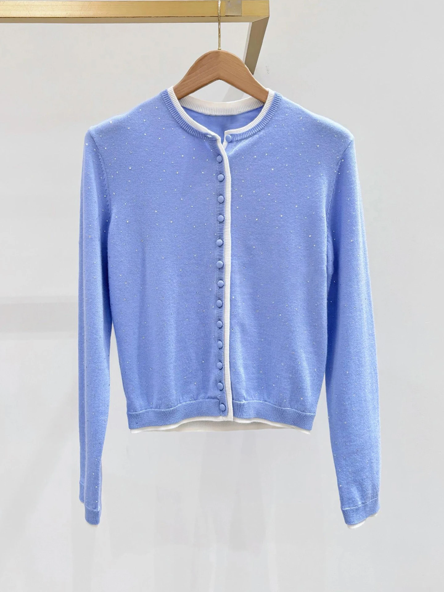 

M Home Nan You High End Women's Knitted Diamond Embedded Sweater Top Sweet Anti Aging Autumn New Sle Commute Simple Sle