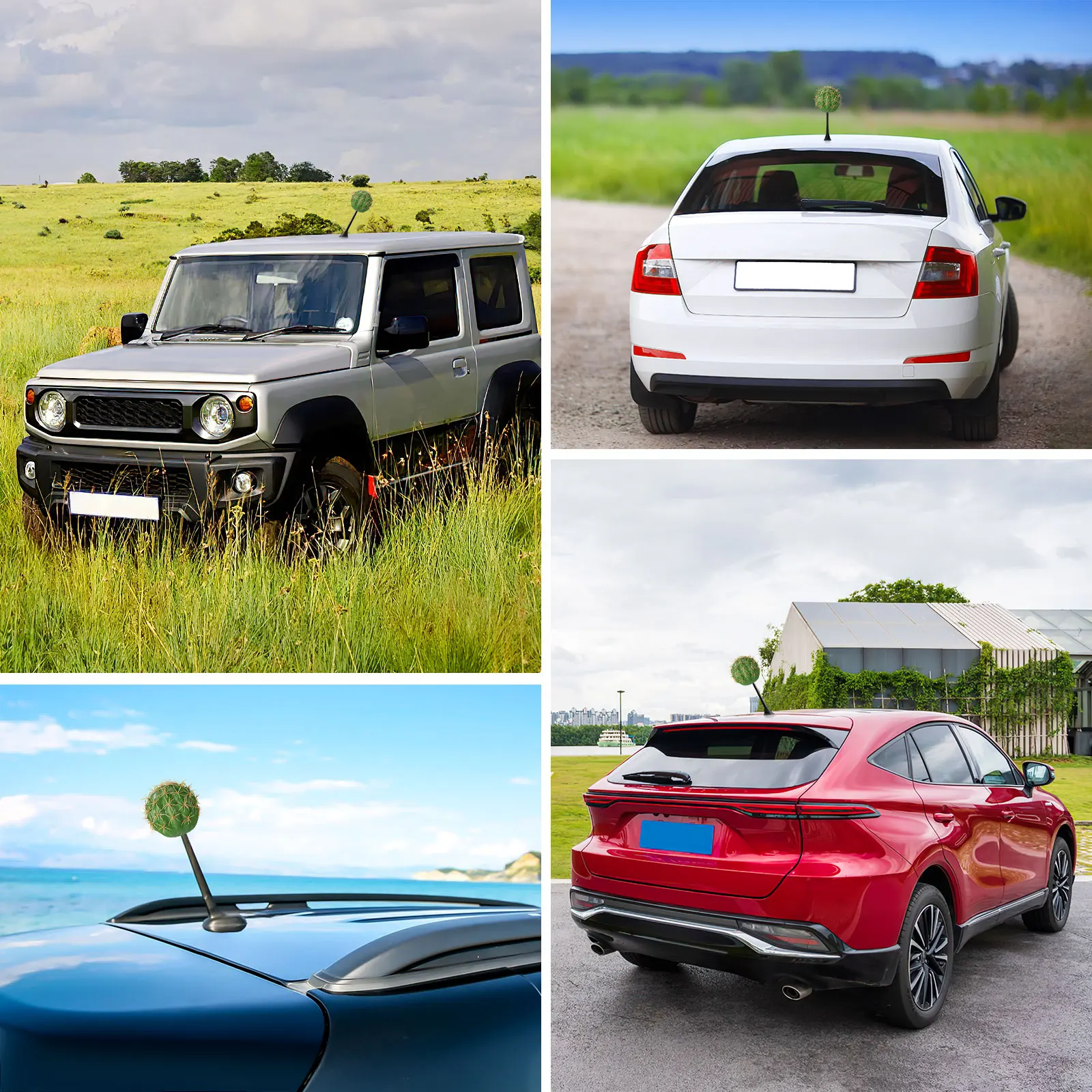 Antena samochodowa z kulką dekoracyjną, uroczy kaktus, akcesorium samochodowe do lusterka zewnętrznego, ozdoba na deskę rozdzielczą, pomysł na prezent.